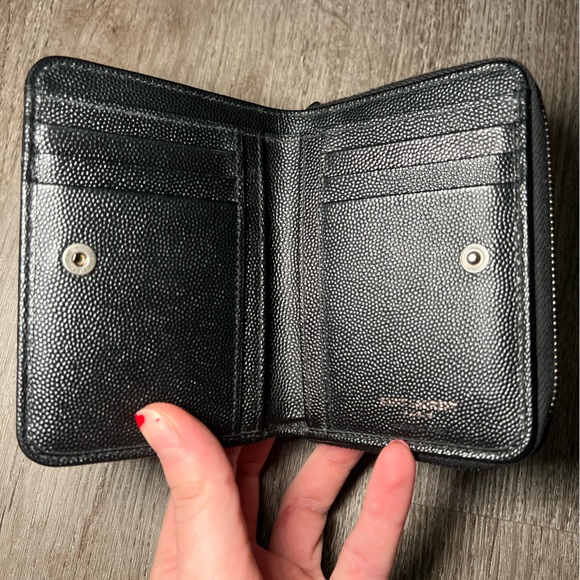 YSL Saint Laurent Cassandra Compact Wallet Black Calfskin Leather Black Hardware - Picture 6 of 15